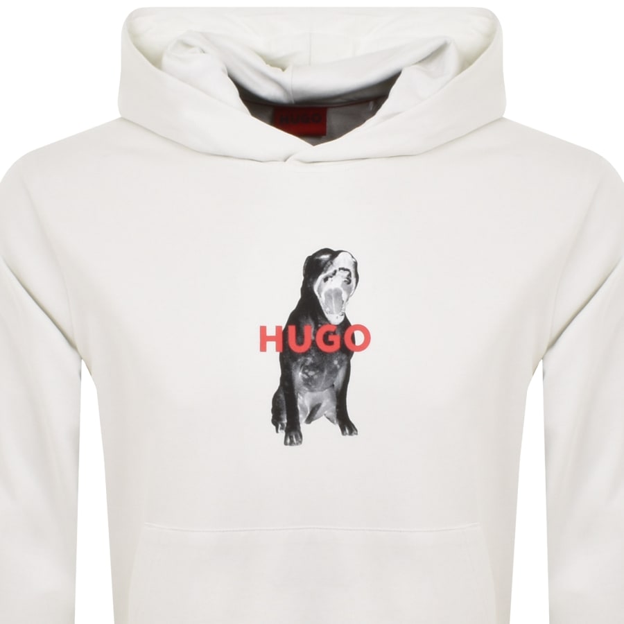 Hugo Cotton terry Regular Fit Hoodie with Animal Graphics Men Size M Natural